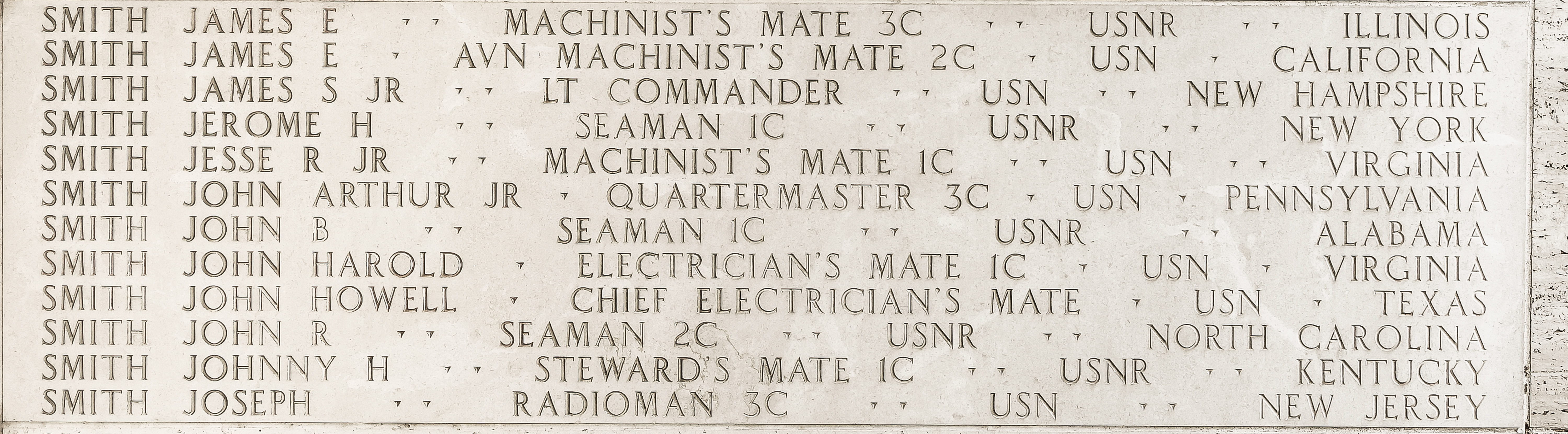 John Arthur Smith, Quartermaster Third Class